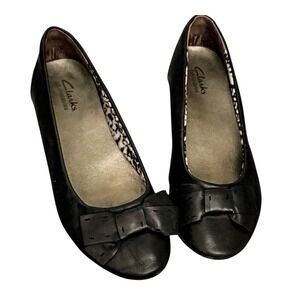 Clarks Bendable Poem Court Ballet Flats Women's Size 6.5 Black Leather
